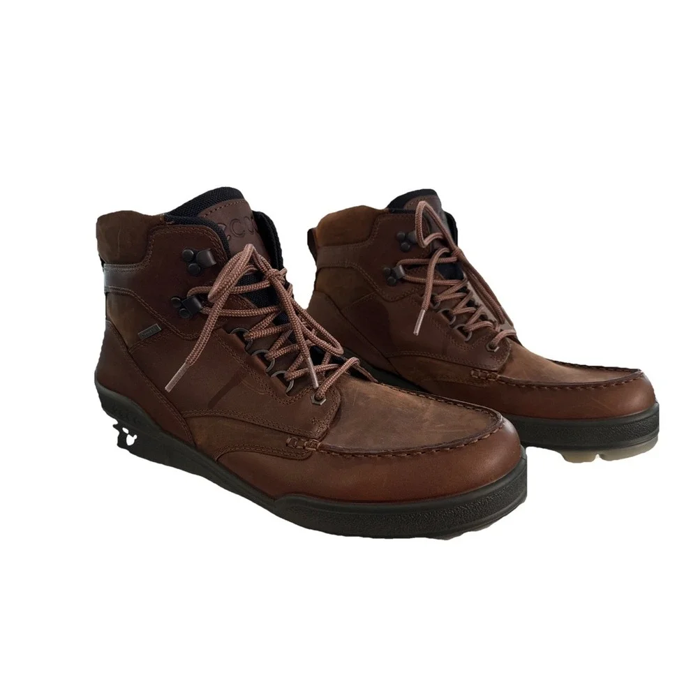 Ecco TRACK Men's Brown Leather GORE-TEX Hiking Boots 48 EU 14-14.5 US No Insoles
